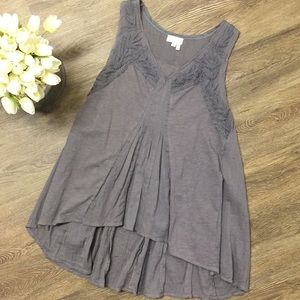 Anthropologie Gray Embroidered Blouse